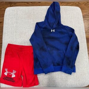 Under Armour Kids Blue Hoodie & shorts size medium/8